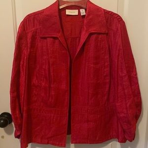 Chicos Sateen Finish Hot Pink Lightweight Open Jacket